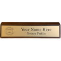 Notary Desk Name Plate - Wood Base w/ Gold Plate